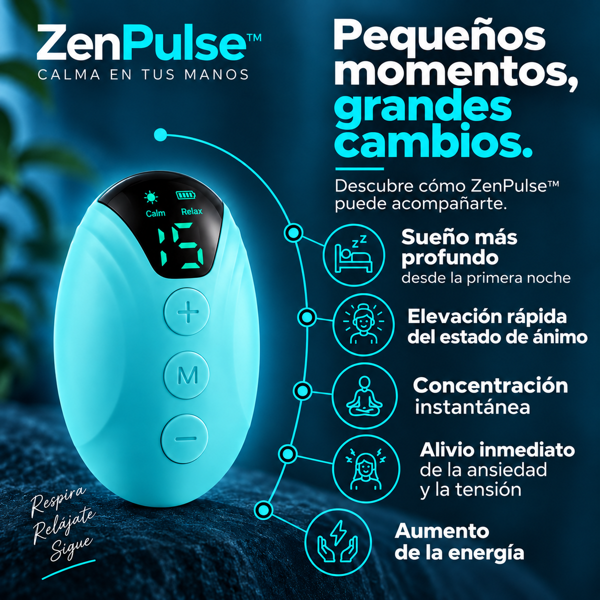 ZenPulse™ dispositivo de relajación portátil