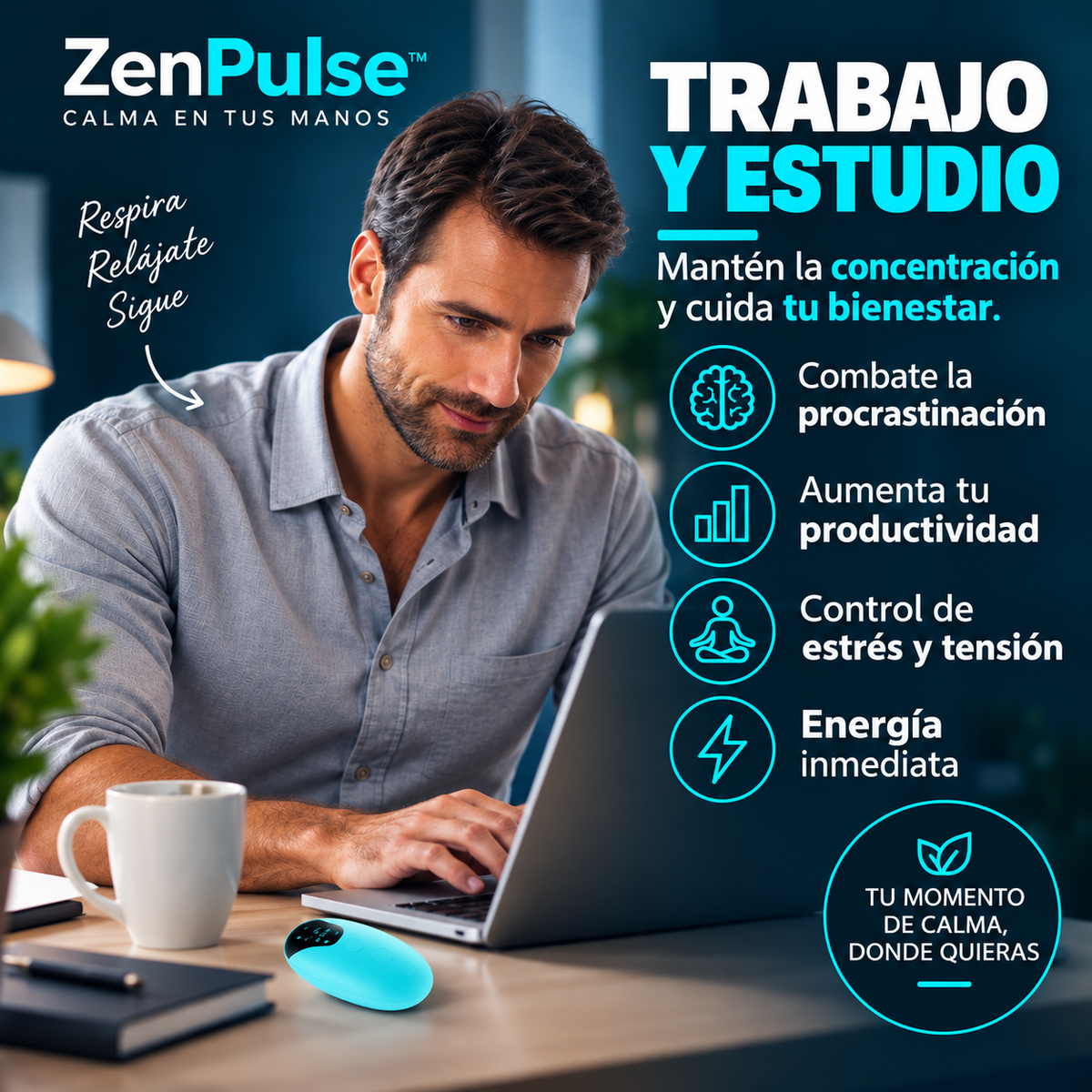 ZenPulse™ dispositivo de relajación portátil