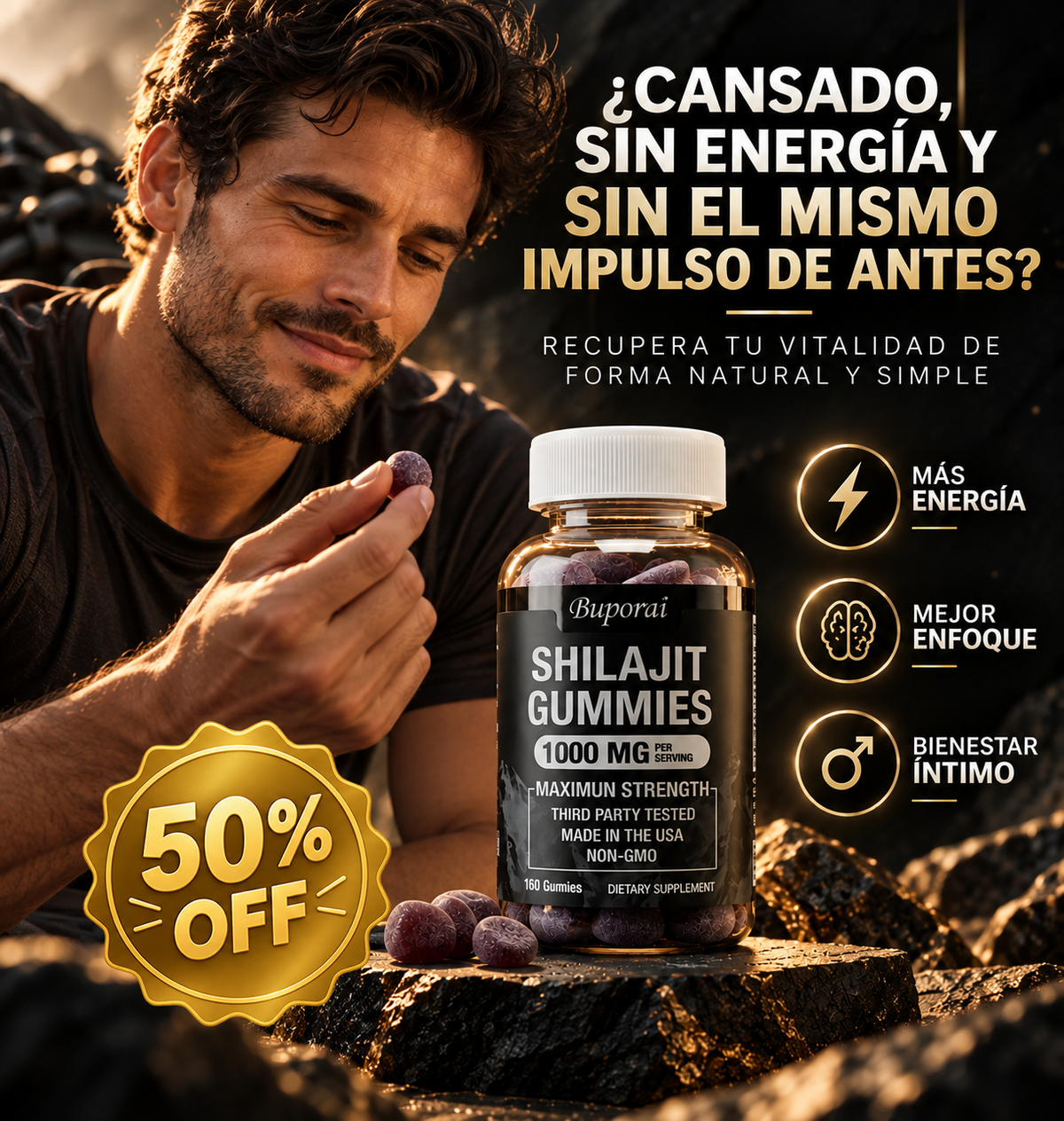 Shilajit Gummies™ Recupera tu vitalidad masculina