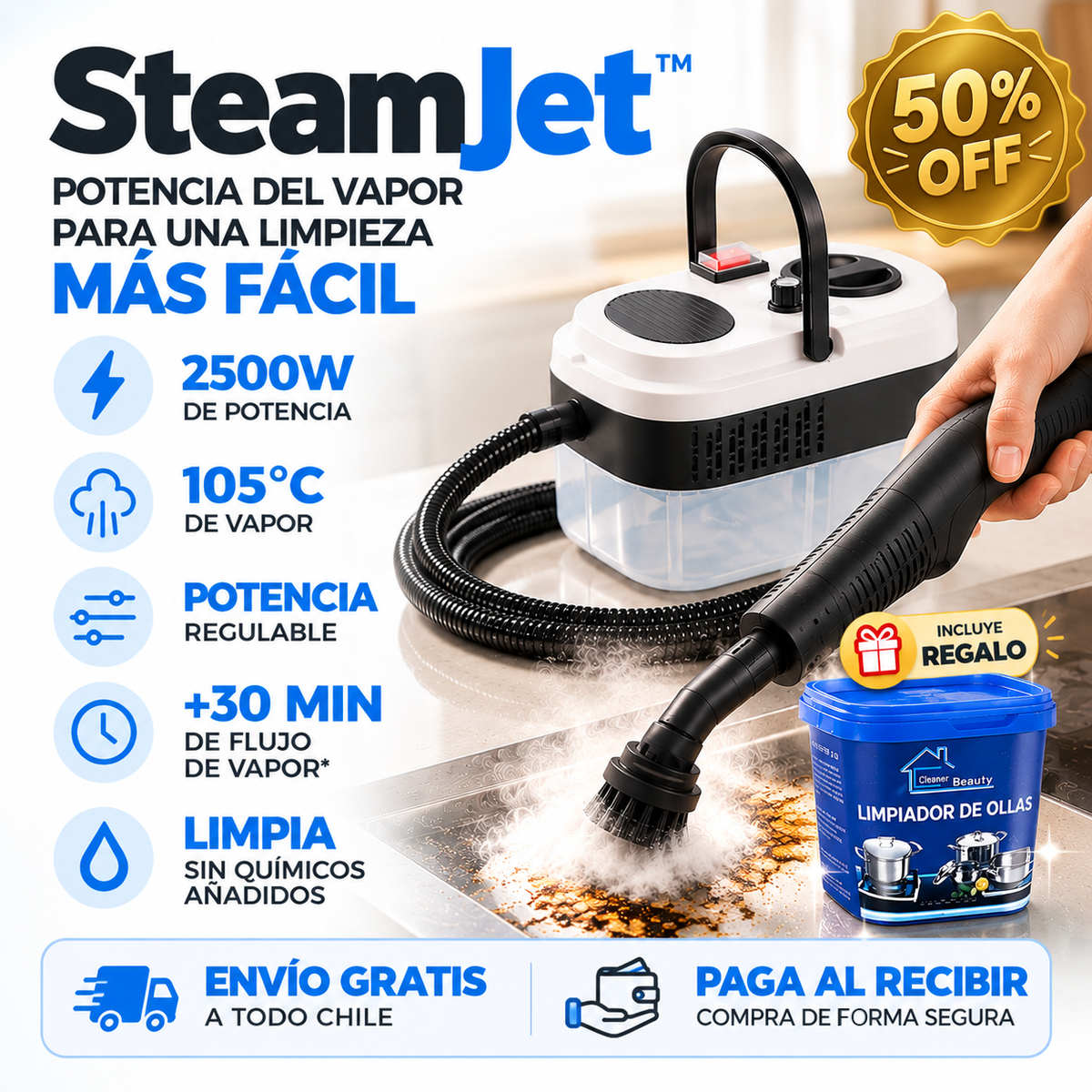 SteamJet™ Vapor y potencia que transforma tu forma de limpiar